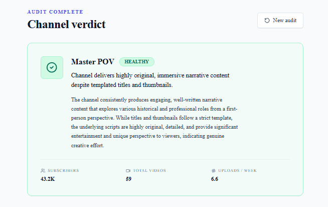 Headline verdict + signals — screenshot 1
